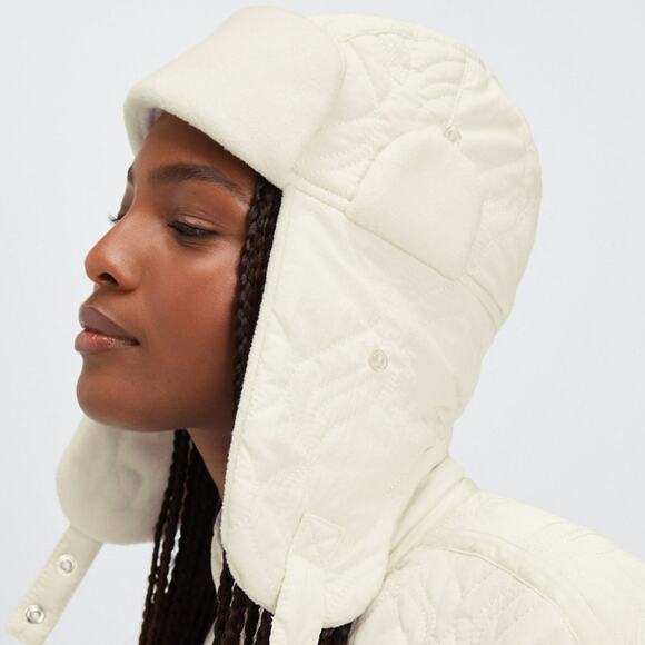 Fabletics Accessories - Fabletics Women's Quilted Aviator Hat in Egret White